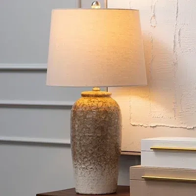 Kirkland's Reactive Taupe And Cream Ceramic Table Lamp In Brown