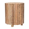 Kirkland's Reclaimed Teak Round Block Accent Table In Brown