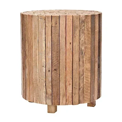 Kirkland's Reclaimed Teak Round Block Accent Table In Brown