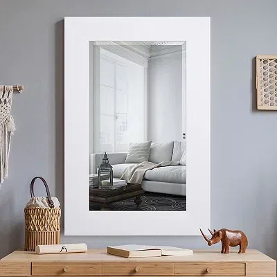 Kirkland's Rectangular Beveled Wall Mirror In White