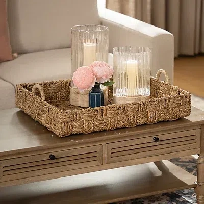 Kirkland's Rectangular Seagrass Woven Tray With Handles In Brown