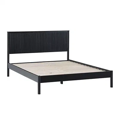 Kirkland's Reeded Headboard Queen Bed In Black