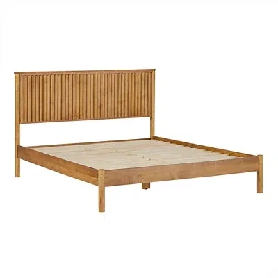 Kirkland's Reeded Headboard Queen Bed In Brown