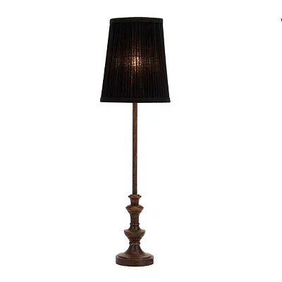 Kirkland's Resin Buffet Lamp With Black Pleated Shade In Multi