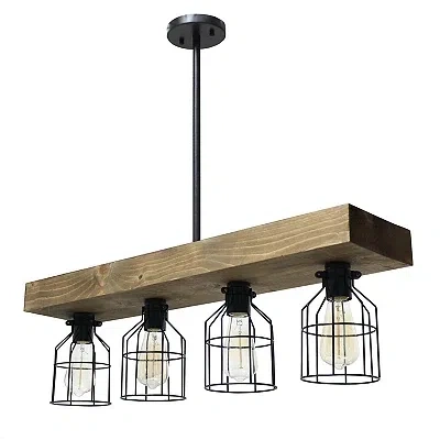 Kirkland's Restored Wood 4-light Pendant Light In Black