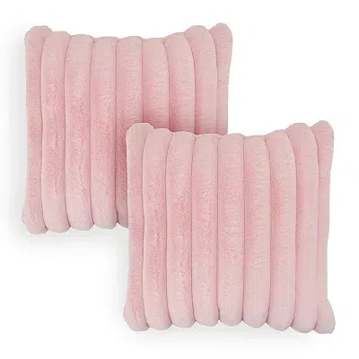 Kirkland's Ribbed Faux Fur Pillows In Pink