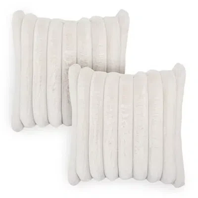 Kirkland's Ribbed Faux Fur Pillows In White