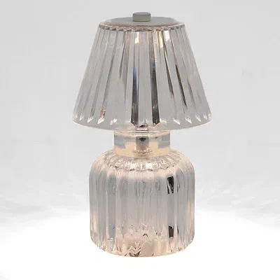 Kirkland's Ribbed Glass Led Table Lamp In Transparent