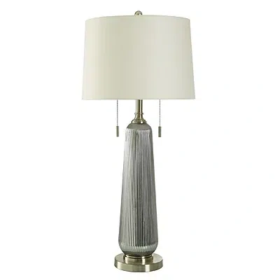 Kirkland's Ribbed Glass Table Lamp In White