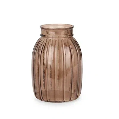 Kirkland's Ribbed Glass Vase In Brown