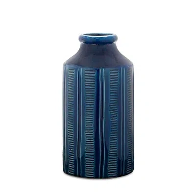 Kirkland's Ribbed Terracotta Vase In Blue