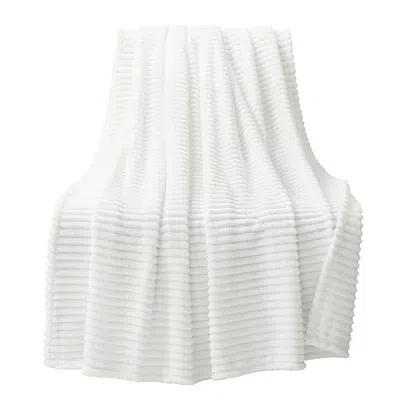 Kirkland's Ribbed Ultra Soft Faux Fur Throw In White