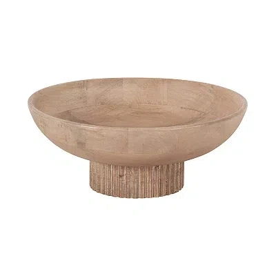 Kirkland's Ribbed Wood Decorative Bowl In Brown