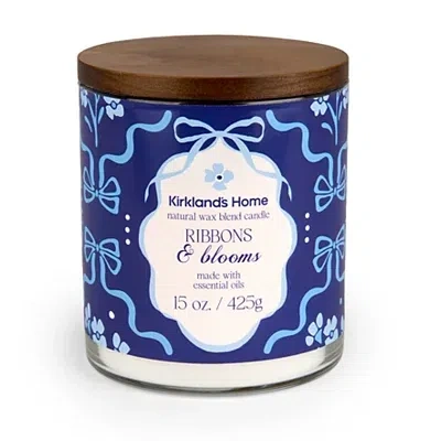 Kirkland's Ribbon & Blooms Toile 2-wick Jar Candle In Blue