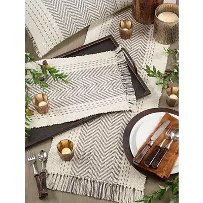 Kirkland's Rich Gray Kantha Stitch Table Runner In Multi