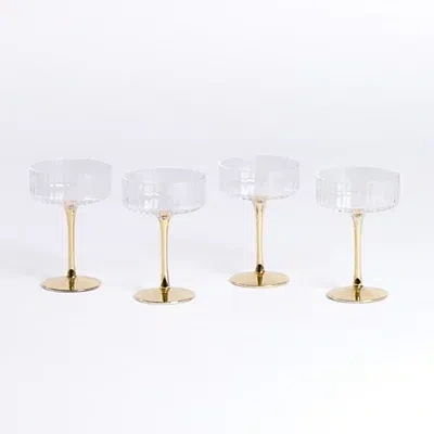 Kirkland's Ripple Gold Base Coupe Wine Glasses