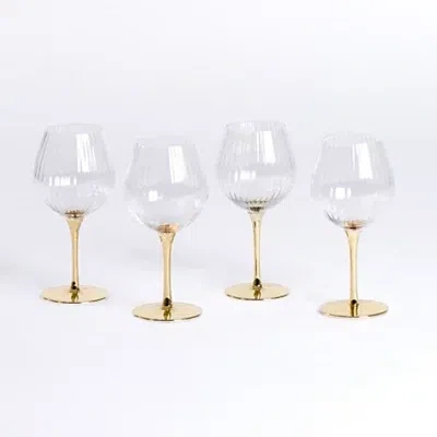 Kirkland's Ripple Gold Base Goblet Wine Glasses