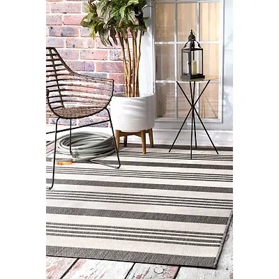 Kirkland's Robin Stripe Outdoor Area Rug In Gray