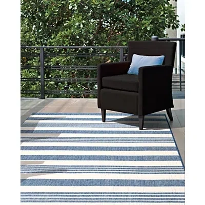 Kirkland's Robin Stripe Outdoor Rug In Blue