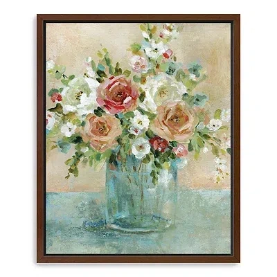 Kirkland's Rosy Bouquet Framed Canvas Art Print In Multi