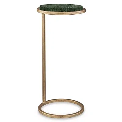 Kirkland's Round Aged Gold And Green Marble Accent Table