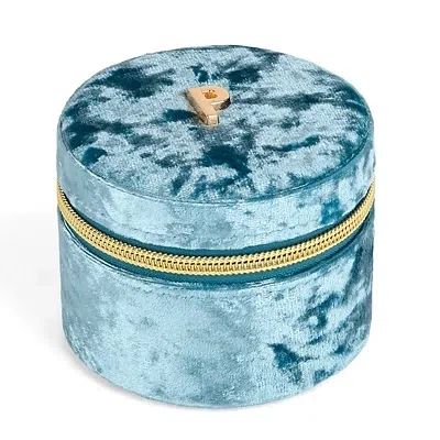Kirkland's Round Blue Velvet Monogram P Jewelry Box