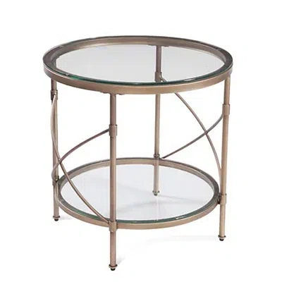 Kirkland's Round Bronze Metal And Glass Accent Table In Brown