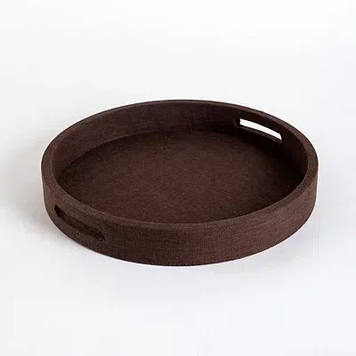 Kirkland's Round Brown Linen Tray