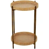Kirkland's Round Brown Rattan 2-tier Side Table In Brown