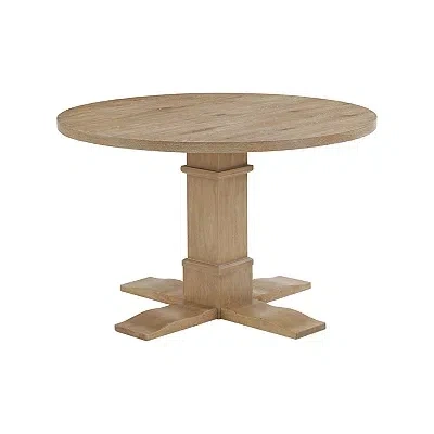 Kirkland's Round Brown Wood Pedestal Base Dining Table