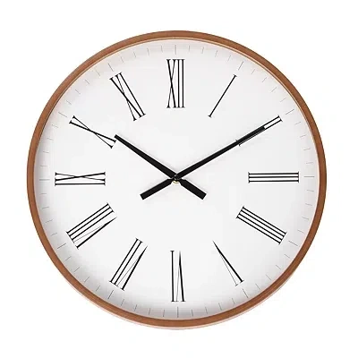 Kirkland's Round Chestnut Classic Wall Clock In White