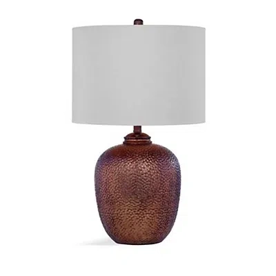 Kirkland's Round Copper Textured Table Lamp In Brown