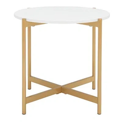 Kirkland's Round Gertrude Accent Table In White