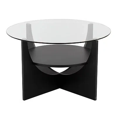 Kirkland's Round Glass Coffee Table In Black