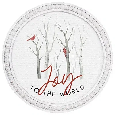 Kirkland's Round Joy To The World Cardinals Wall Plaque In White