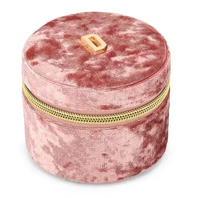 Kirkland's Round Mauve Velvet Monogram D Jewelry Box In Pink