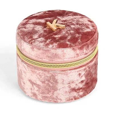 Kirkland's Round Mauve Velvet Monogram K Jewelry Box In Pink