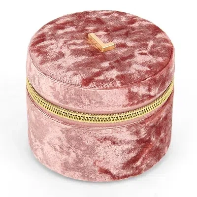 Kirkland's Round Mauve Velvet Monogram L Jewelry Box In Pink