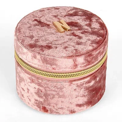 Kirkland's Round Mauve Velvet Monogram N Jewelry Box In Pink