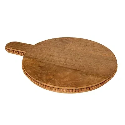 Kirkland's Round Natural Wood Beaded Serving Board In Brown