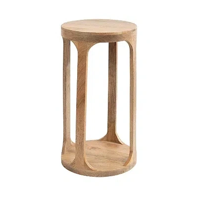 Kirkland's Round Natural Wood Dani Accent Table In Brown