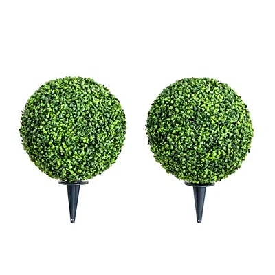 Kirkland's Round Outdoor Boxwood Topiaries In Green