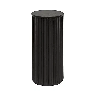 Kirkland's Round Ribbed Reid Accent Table In Black
