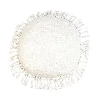 Kirkland's Round White Tassel Pillow