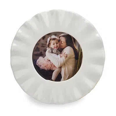 Kirkland's Round White Wavy Ceramic Picture Frame