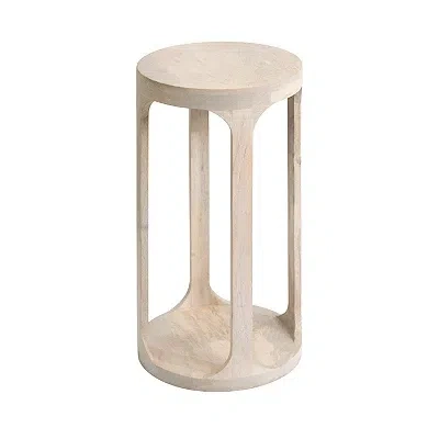 Kirkland's Round Whitewashed Wood Dani Accent Table