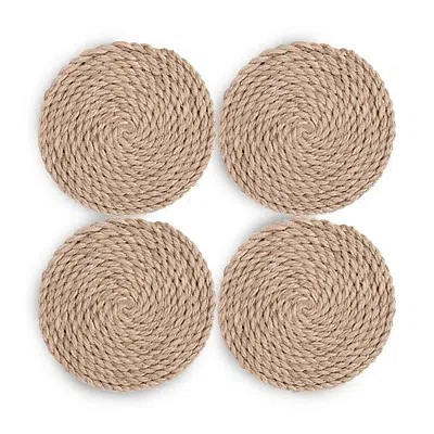 Kirkland's Round Woven Jute Coasters In Brown