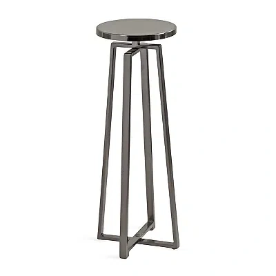Kirkland's Round Zia Pewter Metal Accent Table In Gray