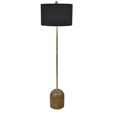Kirkland's Rounded Faux Wood And Gold Floor Lamp In Black