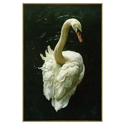 Kirkland's Royal Swan Framed Canvas Art Print In White
